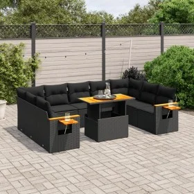 Set de sofás de jardín 11 pzas y cojines ratán sintético negro by , Garden sets - Ref: Foro24-3273687, Price: 762,22 €, Disco...