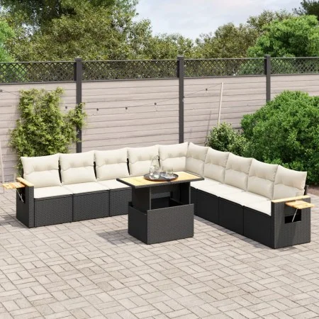 Garden sofa set 11 pieces and black synthetic rattan cushions by , Garden sets - Ref: Foro24-3273702, Price: 702,07 €, Discou...