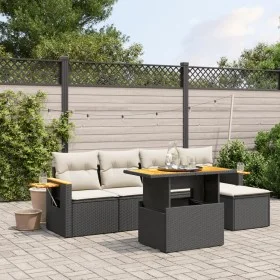 Set de sofás de jardín 6 piezas y cojines ratán sintético negro by , Garden sets - Ref: Foro24-3273492, Price: 386,82 €, Disc...