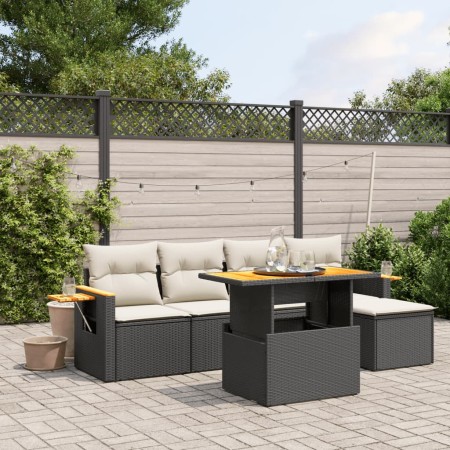 Set de sofás de jardín 6 piezas y cojines ratán sintético negro by , Garden sets - Ref: Foro24-3273492, Price: 383,56 €, Disc...