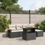 6-teiliges Gartensofa-Set und Kissen aus schwarzem Kunststoff-Rattan. von , Gartensets - Ref: Foro24-3273492, Preis: 384,03 €...