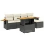 6-teiliges Gartensofa-Set und Kissen aus schwarzem Kunststoff-Rattan. von , Gartensets - Ref: Foro24-3273492, Preis: 384,03 €...