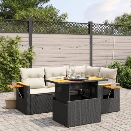 Gartenmöbel-Set 5-teilig mit schwarzen Polstern aus synthetischem Rattan von , Gartensets - Ref: Foro24-3273499, Preis: 368,6...
