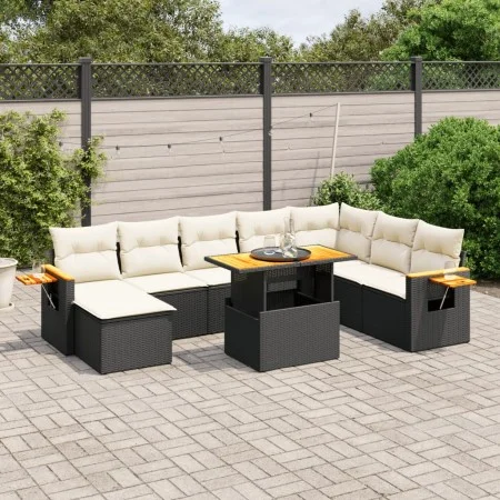 Set de sofás de jardín 8 piezas y cojines ratán sintético negro de , Conjuntos de jardín - Ref: Foro24-3273653, Precio: 554,3...