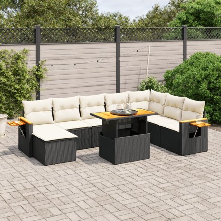 Set de sofás de jardín 8 piezas y cojines ratán sintético negro by , Garden sets - Ref: Foro24-3273653, Price: 542,69 €, Disc...