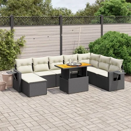 Set de sofás de jardín 8 piezas y cojines ratán sintético negro by , Garden sets - Ref: Foro24-3275737, Price: 550,84 €, Disc...