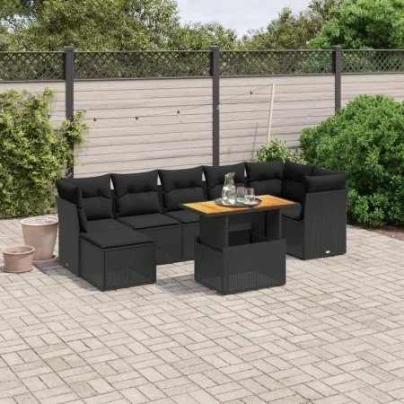 8-teiliges Gartensofa-Set und Kissen aus schwarzem Kunststoff-Rattan. von , Gartensets - Ref: Foro24-3275484, Preis: 537,06 €...