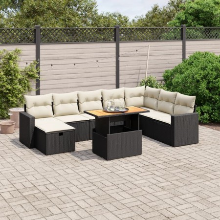 Set de sofás de jardín 8 piezas y cojines ratán sintético negro by , Garden sets - Ref: Foro24-3271448, Price: 524,01 €, Disc...