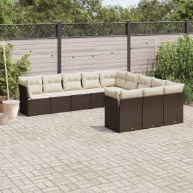 Set de sofás de jardín 11 pzas cojines ratán sintético marrón by , Garden sets - Ref: Foro24-3250252, Price: 707,04 €, Discou...