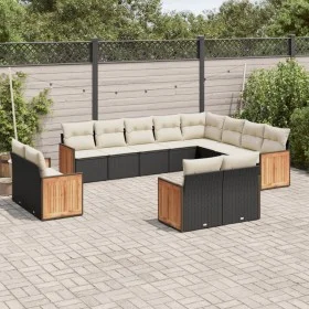 Set de sofás de jardín 12 piezas cojines ratán sintético negro by , Garden sets - Ref: Foro24-3228191, Price: 794,39 €, Disco...