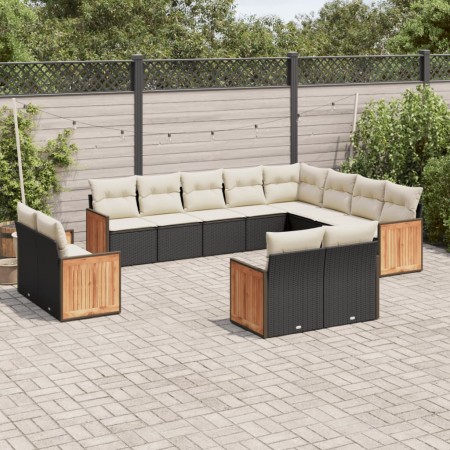 Set de sofás de jardín 12 piezas cojines ratán sintético negro by , Garden sets - Ref: Foro24-3228191, Price: 768,39 €, Disco...