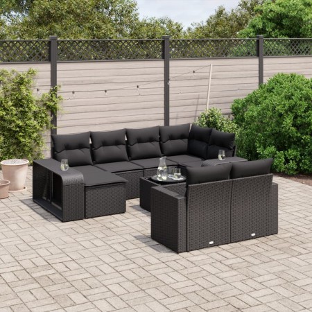 Set de sofás de jardín 11 pzas y cojines ratán sintético negro by , Garden sets - Ref: Foro24-3228905, Price: 602,16 €, Disco...