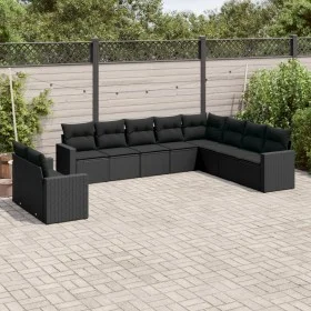 Set de sofás de jardín 10 pzas cojines ratán sintético negro by , Garden sets - Ref: Foro24-3219155, Price: 660,15 €, Discoun...