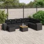8-teiliges Gartensofa-Set und Kissen aus schwarzem Kunststoff-Rattan. von , Gartensets - Ref: Foro24-3257910, Preis: 564,60 €...