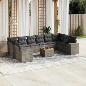 Gartensofagarnitur 11-teilig mit grauen Polstern aus synthetischem Rattan von , Gartensets - Ref: Foro24-3257950, Preis: 646,...