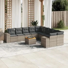Set de sofás de jardín 11 pzas y cojines ratán sintético gris de , Conjuntos de jardín - Ref: Foro24-3257971, Precio: 667,90 ...