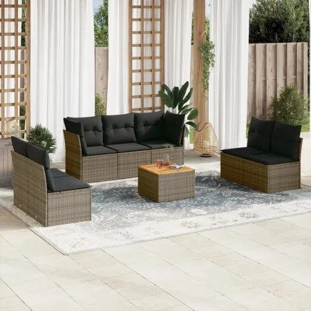 Gartensofa-Set, 8-teilig, mit grauen Kissen aus synthetischem Rattan. von , Gartensets - Ref: Foro24-3255899, Preis: 454,29 €...