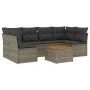Set de sofás de jardín 7 piezas con cojines ratán PE gris by , Garden sets - Ref: Foro24-3255892, Price: 396,41 €, Discount: %