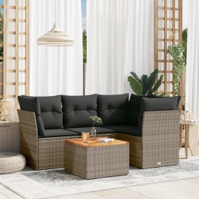 Gartensitzgruppe mit 5-teiligen Sofas und Kissen aus grauem synthetischem Rattan. von , Gartensets - Ref: Foro24-3255955, Pre...