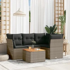Gartensitzgruppe mit 5-teiligen Sofas und Kissen aus grauem synthetischem Rattan. von , Gartensets - Ref: Foro24-3255955, Pre...