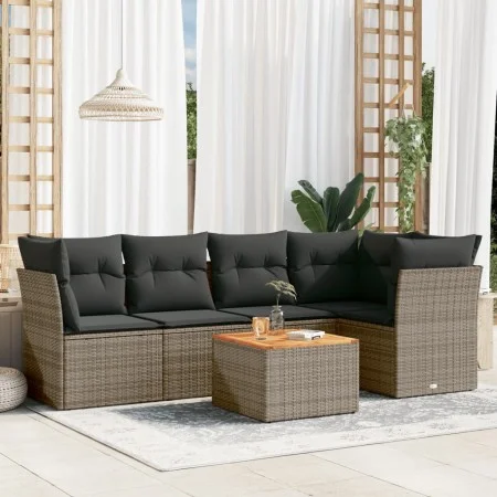 Gartenmöbel-Set, 6-teilig, mit grauen Polstern aus synthetischem Rattan. von , Gartensets - Ref: Foro24-3255962, Preis: 359,7...
