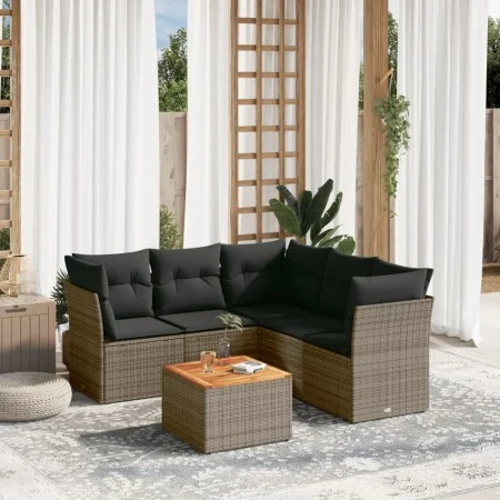 Set de muebles de jardín 6 pzas y cojines ratán sintético gris de , Conjuntos de jardín - Ref: Foro24-3255969, Precio: 359,53...