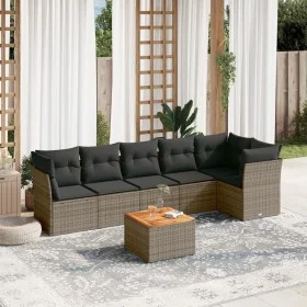 Set de sofás de jardín 7 piezas con cojines ratán PE gris by , Garden sets - Ref: Foro24-3255983, Price: 412,90 €, Discount: %