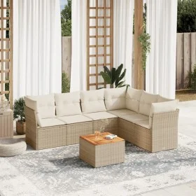 Set sofás de jardín 7 piezas y cojines ratán sintético beige by , Garden sets - Ref: Foro24-3255988, Price: 449,76 €, Discoun...