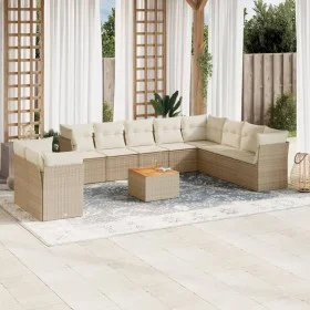 Gartensofa-Set 11-teilig mit Kissen aus synthetischem Rattan in Beige. von , Gartensets - Ref: Foro24-3256051, Preis: 719,83 ...