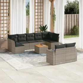 Garden sofa set 10 pieces with gray synthetic rattan cushions by , Garden sets - Ref: Foro24-3256606, Price: 607,21 €, Discou...