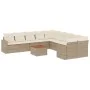 Set de sofás de jardín 11pzas con cojines ratán sintético beige by , Garden sets - Ref: Foro24-3256646, Price: 715,38 €, Disc...