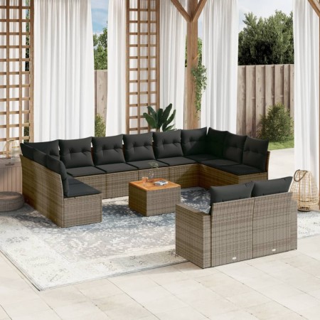 Set sofás de jardín con cojines 13 piezas ratán sintético gris by , Garden sets - Ref: Foro24-3256690, Price: 832,02 €, Disco...