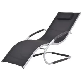Aluminum sun lounger with black textilene cushion by vidaXL, Loungers - Ref: Foro24-47777, Price: 113,50 €, Discount: %