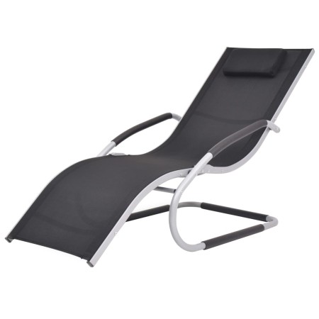 Sonnenliege mit Aluminiumkissen und schwarzem Textilene von vidaXL, Liegen - Ref: Foro24-47777, Preis: 108,95 €, Rabatt: %