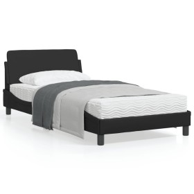 Bettgestell mit Kopfteil aus schwarzem Kunstleder 100x200cm von , Betten und Lattenroste - Ref: Foro24-373138, Preis: 90,96 €...