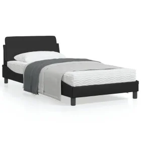 Bettgestell mit Kopfteil aus schwarzem Kunstleder 100x200cm von , Betten und Lattenroste - Ref: Foro24-373138, Preis: 89,75 €...