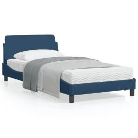 Bed frame with blue fabric headboard 100x200 cm by , Beds and slatted bases - Ref: Foro24-373131, Price: 140,61 €, Discount: %