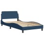 Bed frame with blue fabric headboard 100x200 cm by , Beds and slatted bases - Ref: Foro24-373131, Price: 134,92 €, Discount: %