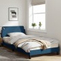Bed frame with blue fabric headboard 100x200 cm by , Beds and slatted bases - Ref: Foro24-373131, Price: 134,92 €, Discount: %