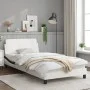 Bed frame with white and black synthetic leather headboard by , Beds and slatted bases - Ref: Foro24-373144, Price: 111,68 €,...