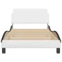 Bed frame with white and black synthetic leather headboard by , Beds and slatted bases - Ref: Foro24-373144, Price: 111,68 €,...