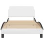 Estructura de cama con cabecero cuero sintético blanco y negro de , Camas y somieres - Ref: Foro24-373144, Precio: 113,39 €, ...