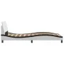 Bed frame with white and black synthetic leather headboard by , Beds and slatted bases - Ref: Foro24-373144, Price: 111,68 €,...