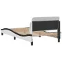 Bed frame with white and black synthetic leather headboard by , Beds and slatted bases - Ref: Foro24-373144, Price: 111,68 €,...