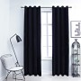 Cortinas opacas con anillas 2 uds terciopelo negro 140x245 cm