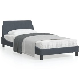 Bettgestell mit dunkelgrauem Samtkopfteil 100x200 cm von , Betten und Lattenroste - Ref: Foro24-373133, Preis: 118,41 €, Raba...