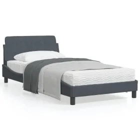 Bettgestell mit dunkelgrauem Samtkopfteil 100x200 cm von , Betten und Lattenroste - Ref: Foro24-373133, Preis: 116,84 €, Raba...