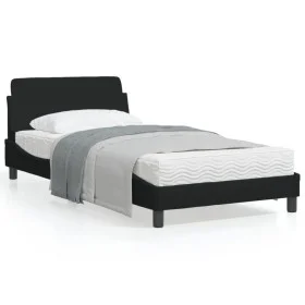 Bed frame with black fabric headboard 100x200 cm by , Beds and slatted bases - Ref: Foro24-373127, Price: 119,83 €, Discount: %