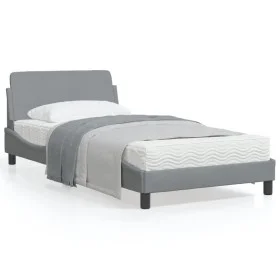 Bed frame with light gray fabric headboard 100x200 cm by , Beds and slatted bases - Ref: Foro24-373125, Price: 103,04 €, Disc...