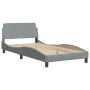 Bed frame with light gray fabric headboard 100x200 cm by , Beds and slatted bases - Ref: Foro24-373125, Price: 103,04 €, Disc...
